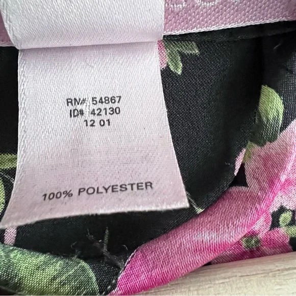 VTG Victoria’s Secret Robe Black Floral Short Wrap self tie belt One size - Picture 5 of 12